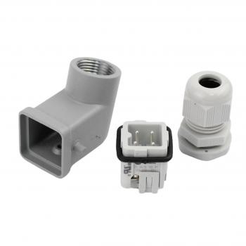 Preview: Industriesteckverbinder - Stecker gewinkelt 4 Polig 10A - Metall